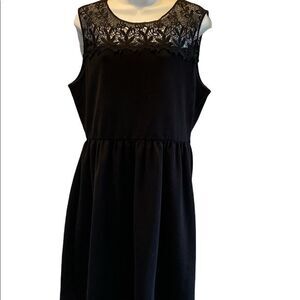 Soprano Black Lace Detail Sleeveless Dress Fit & Flare